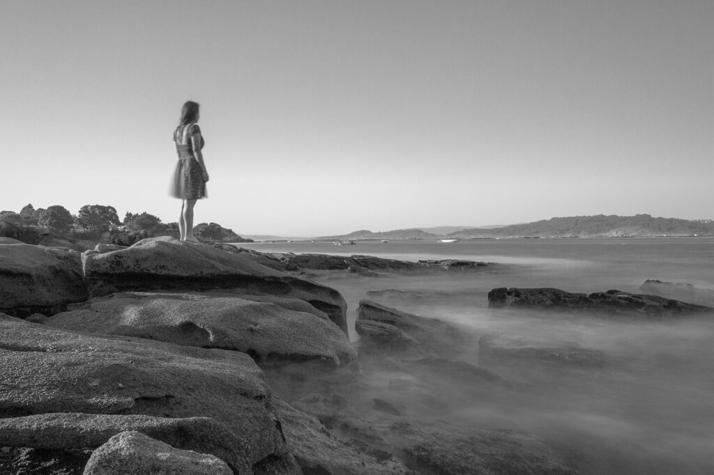 ria, aldán, galicia, melancholia, sadness, peaceful, sea, rocks, depression, woman, love, purposes, life, energy, mindfulness, wellness, meditation, heartbreak, spirituality, meditate, zen, balance, mind, fortress, rías baixas, heartbreak, heartbreak, heartbreak, heartbreak, heartbreak